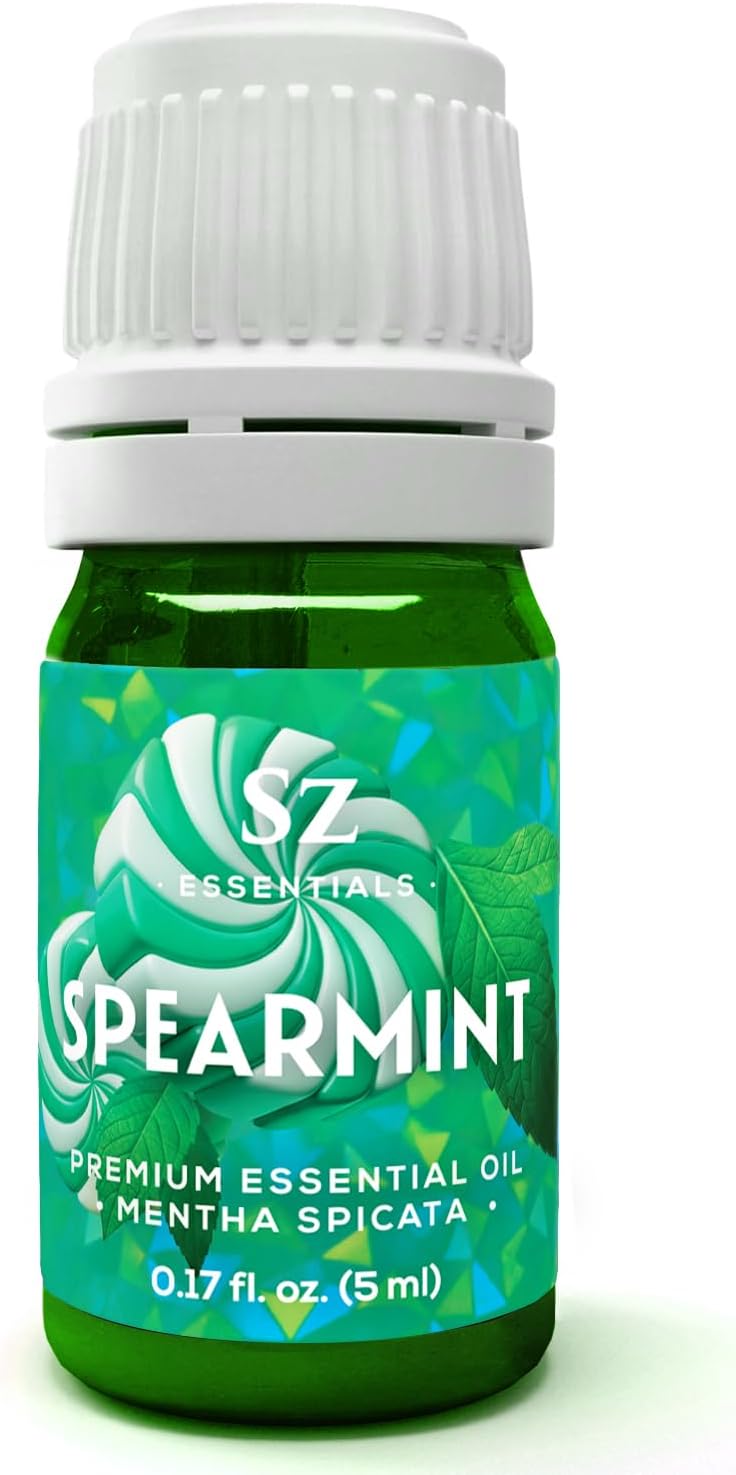 Spearmint Essential Oil – Sweet & Fresh Mint Aroma for Aromatherapy, Diffuser, Massage & Skincare – 100% Pure, Natural & Therapeutic Grade – Undiluted – 5mL