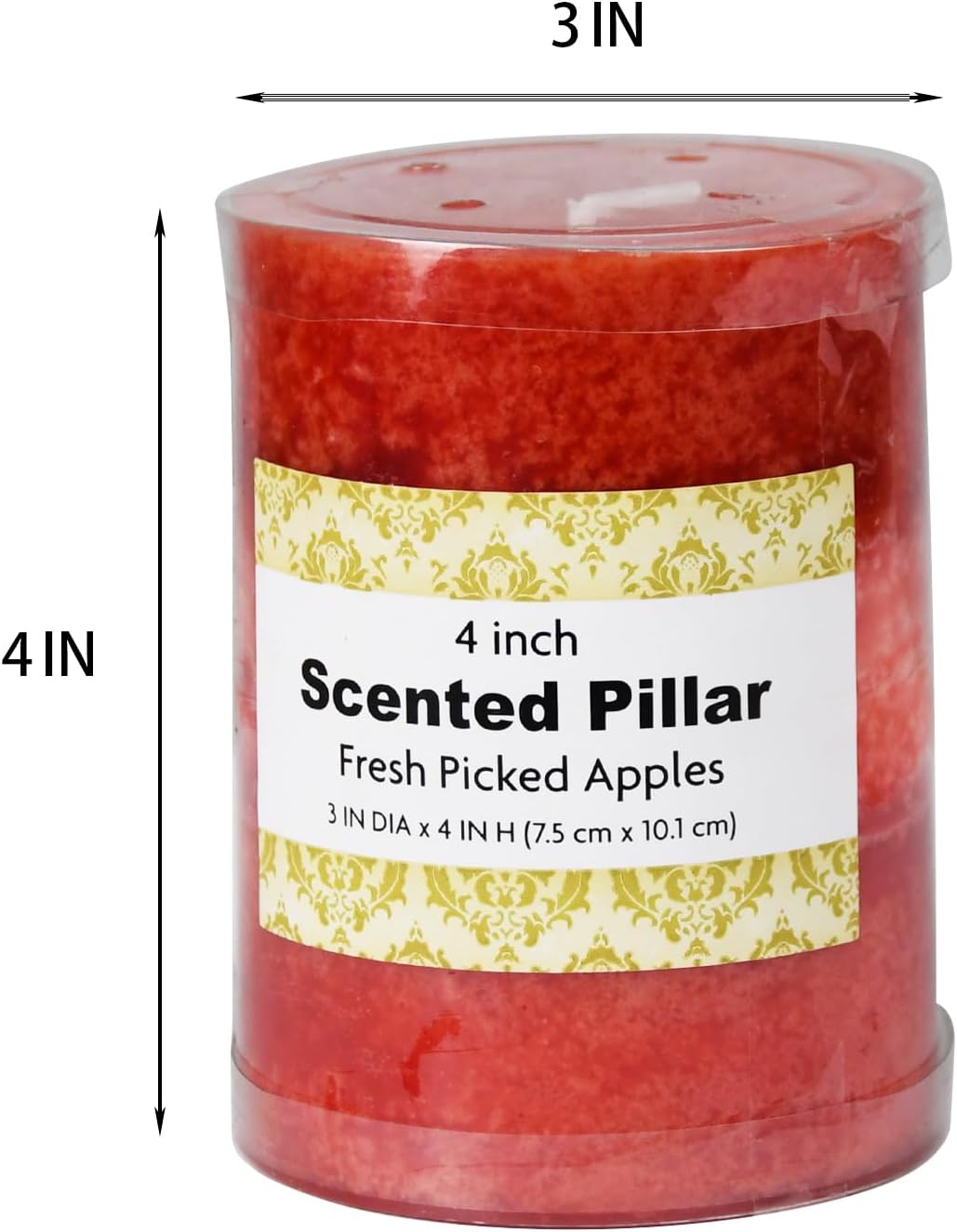 4 Inch Tritone Red Scented Pillar Candle