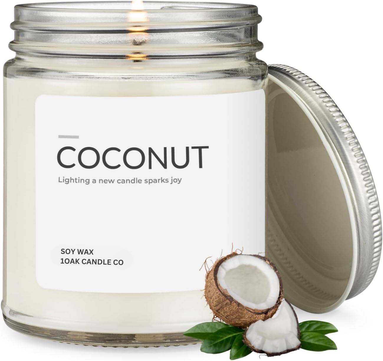 1OAK Coconut Candle - Soy Wax Scented Candles (Coconut) - Soy Candles for Home Scented - Long Burning Premium - Hand-Poured (7oz.)