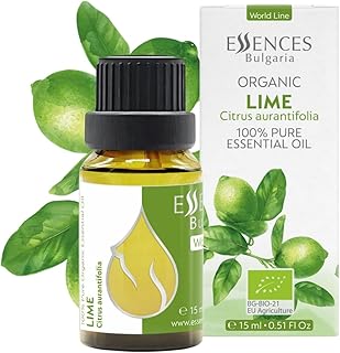 Essences Bulgaria Organic Lime Essential Oil 0.51 Fl Oz 15ml Citrus aurantifolia - 100% Pure Natural Undiluted Therapeutic Grade for Aromatherapy Oil Diffuser Humidifier Hair Growth Skin Care Oil