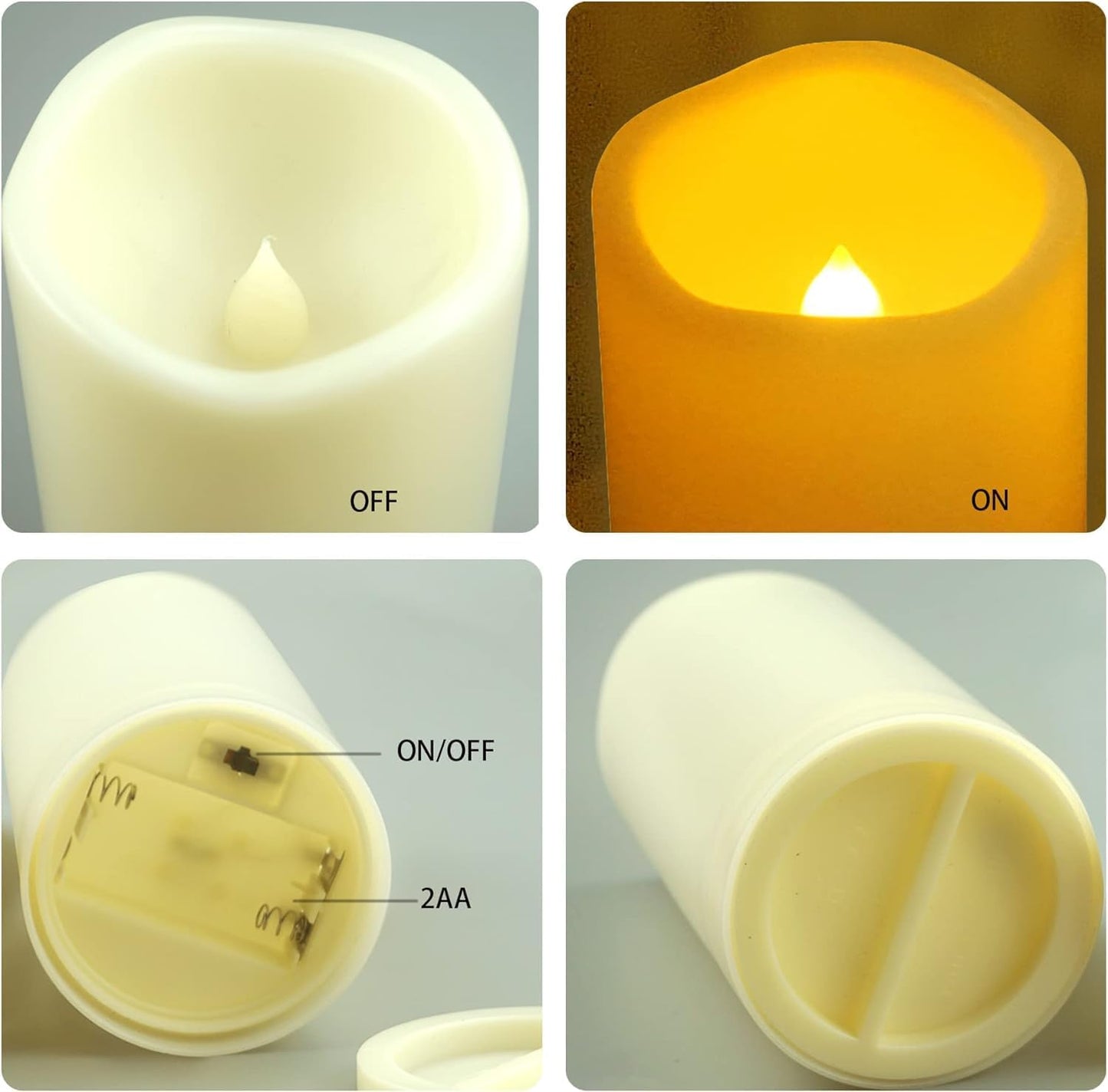 3”X3” 4 Pack Outdoor Flameless Candles Battery Operated LED Waterproof Pillar Candles with Remote Timer Electric Flickering LED Lights for Christmas, Halloween, Wedding, Home, Garden Decorations