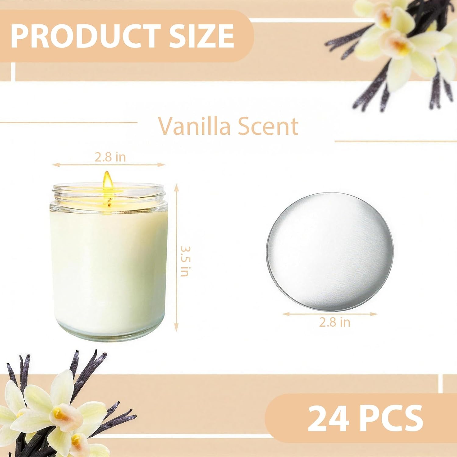 24 Pcs 6 Oz Vanilla Scented Soy Candles Set,Mason jar Bulk Candles for Gifts,Aromatherapy Candle,Great Stress Relieving Scented Candle for Girls as a Gift for Birthdays, Weddings and More!