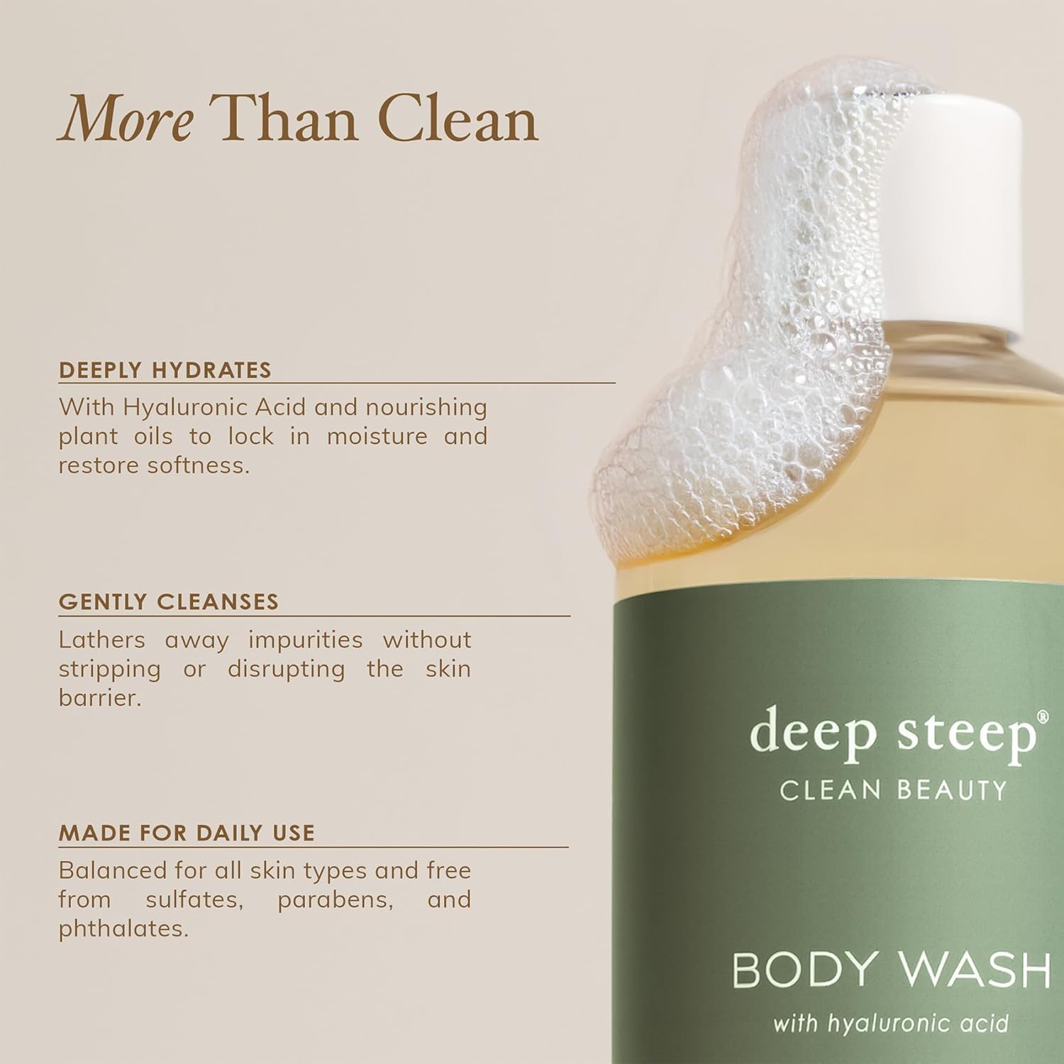 Deep Steep Lavender Chamomile Body Wash, Hydrating Shower Gel with Hyaluronic Acid & Shea Butter for Sensitive Skin, Bodywash for Women & Men, 17 Fl Oz, 1-Pack