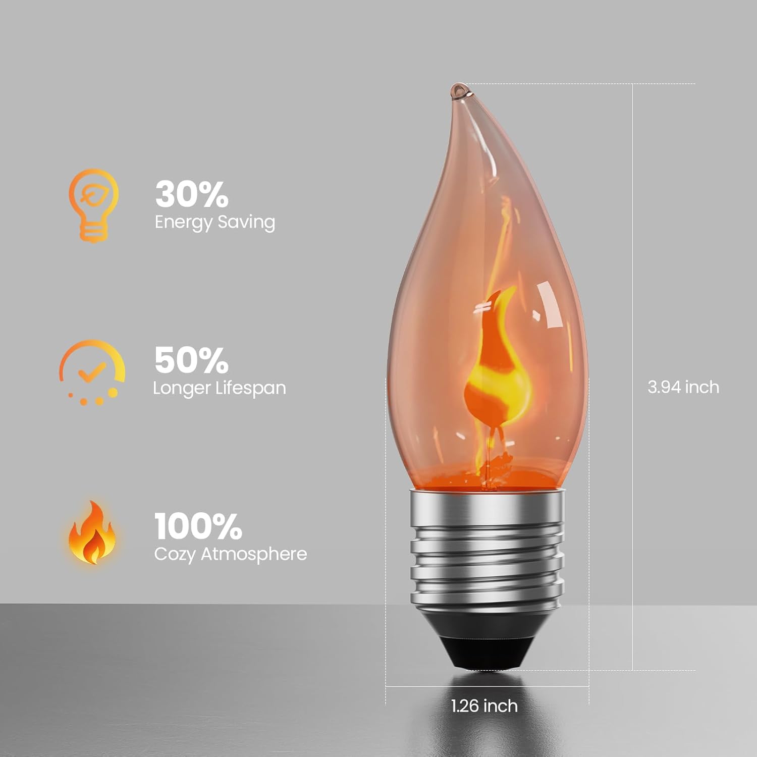 Hompavo E26 Upgraded Flame Light Bulbs, Flickering Fire Light Bulbs Flame Candle for Christmas Halloween Party Patio Porch Home Indoor & Outdoor Decor - 6 Pack