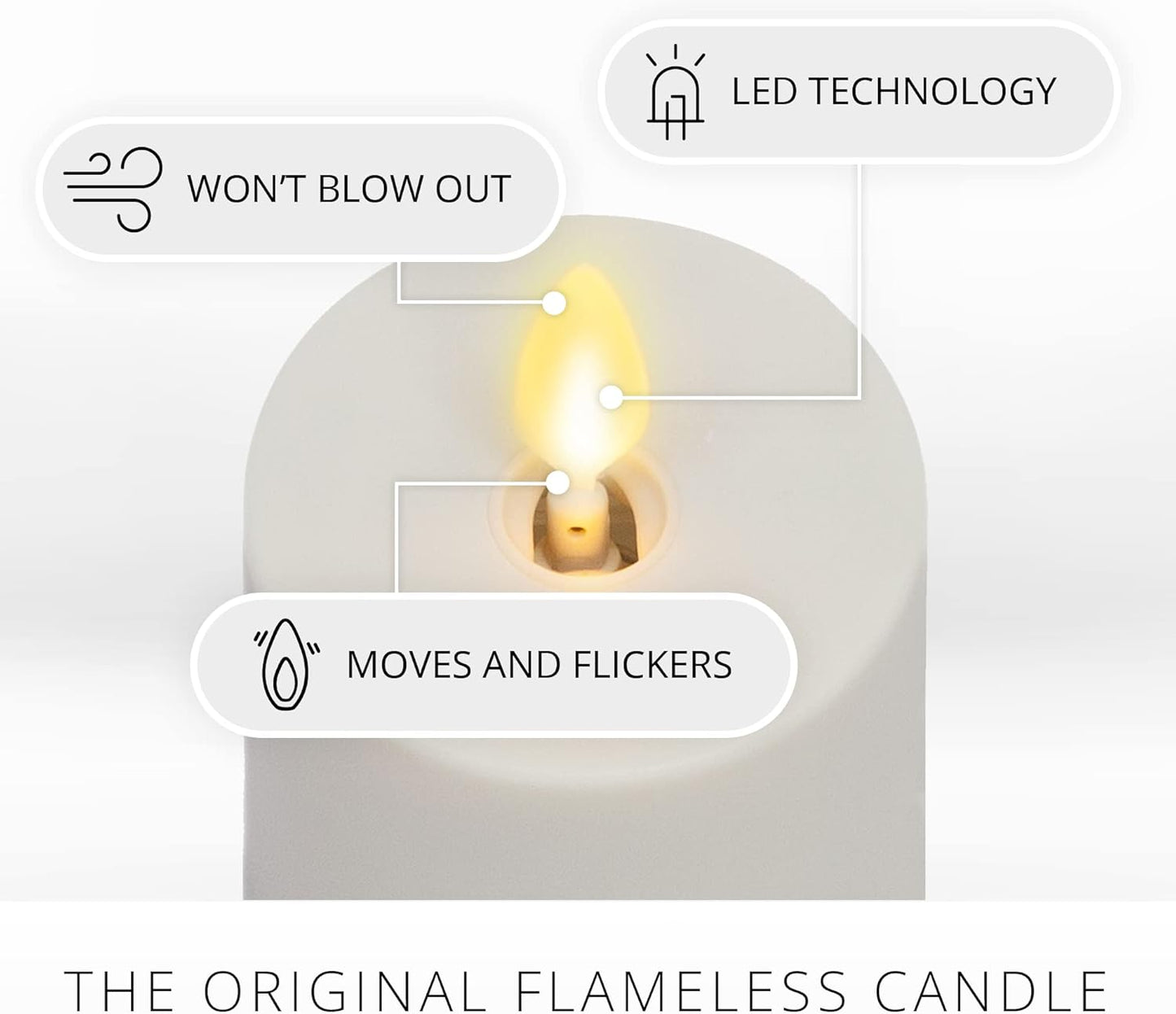 Luminara Outdoor Votive Flameless LED Candle, Pearl Ivory 2" x 3.2", Moving Flame Battery Operated Timer Remote Ready IPX4 Matte Plastic Finish