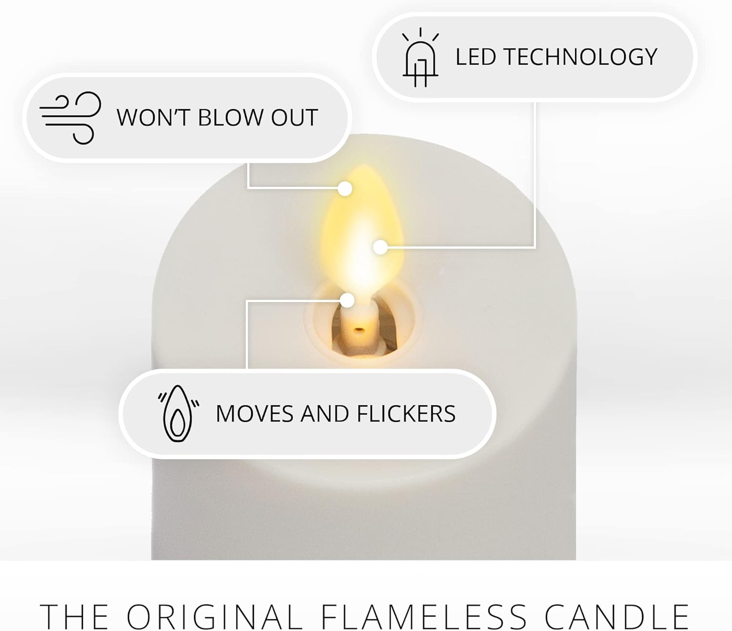 Luminara Outdoor Votive Flameless LED Candle, Pearl Ivory 2" x 3.2", Moving Flame Battery Operated Timer Remote Ready IPX4 Matte Plastic Finish