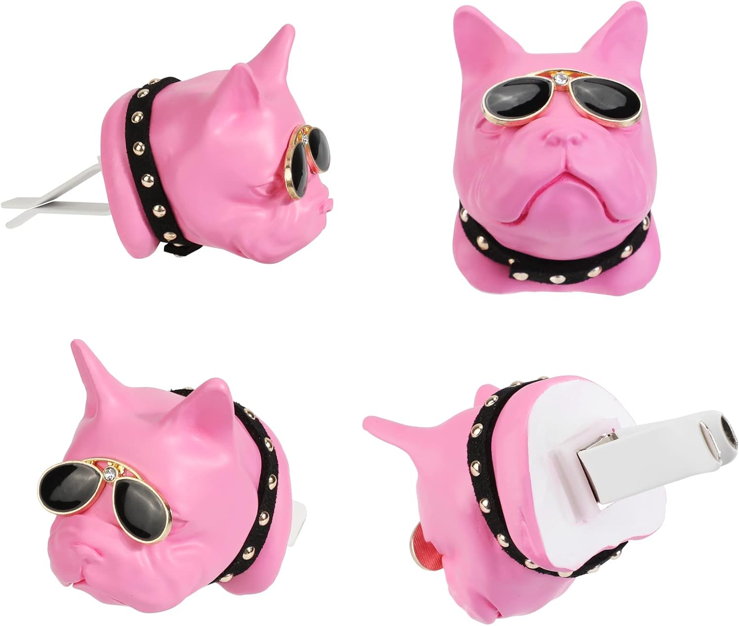 French Bulldog with Sunglasses Car Aromatherapy Essential Oil Diffuser, Pink Gypsum Car Air Freshener Vent Clip Locket Car Oil Diffuser Air Vent Decorations for Car, Living Room, Office