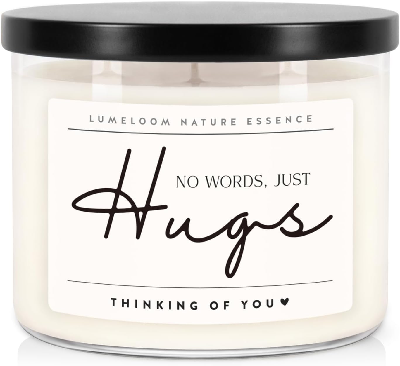 LUMELOOM Sympathy Gifts for Loss of Loved One, Memorial Gifts, 14.5oz, Large 3-Wick Lavender Scented Soy Wax Candle, No Words Just Hugs, Bereavement, Condolence, Grief, Think of You Candle for Women