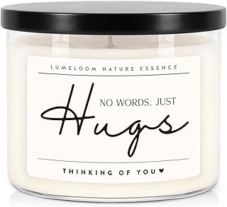 LUMELOOM Sympathy Gifts for Loss of Loved One, Memorial Gifts, 14.5oz, Large 3-Wick Lavender Scented Soy Wax Candle, No Words Just Hugs, Bereavement, Condolence, Grief, Think of You Candle for Women