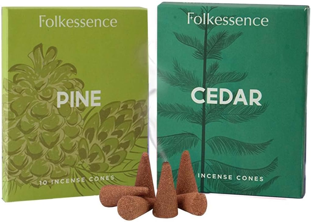 Folkulture Christmas Incense Cones | 20 Pc Scented Pine & Cedar Fragrance | Natural, Non-Toxic | Xmas Incense for Relaxation, Meditation & Spiritual Use for Women