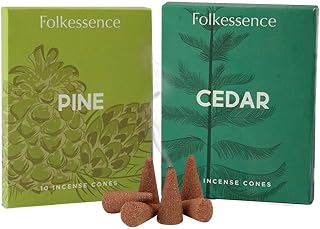 Folkulture Christmas Incense Cones | 20 Pc Scented Pine & Cedar Fragrance | Natural, Non-Toxic | Xmas Incense for Relaxation, Meditation & Spiritual Use for Women