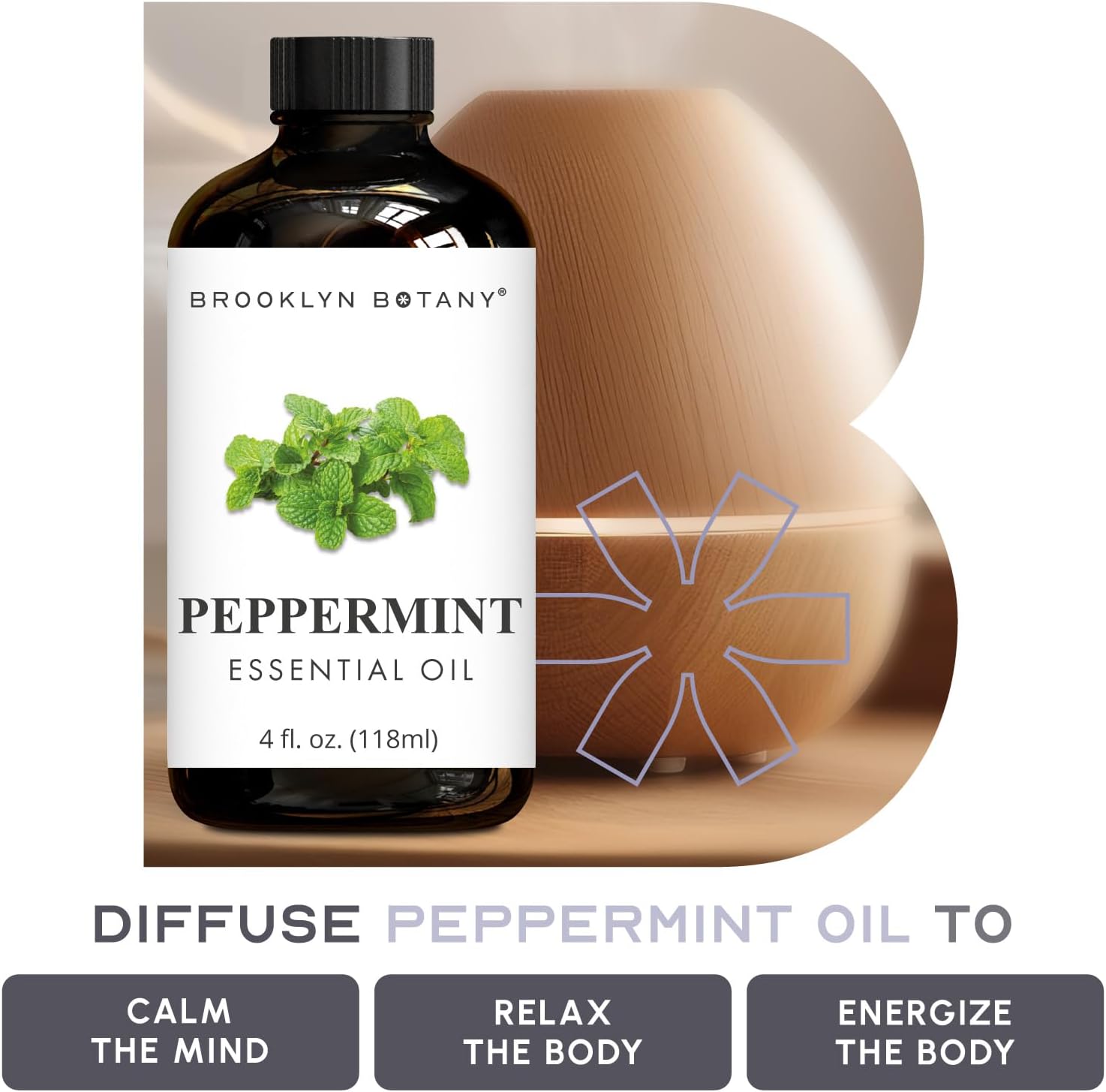 Brooklyn Botany Peppermint & Clove Essential Oils – 4 Fl Oz (Pack of 2) – 100% Pure & Natural – Bold & Invigorating Aromatherapy Blend