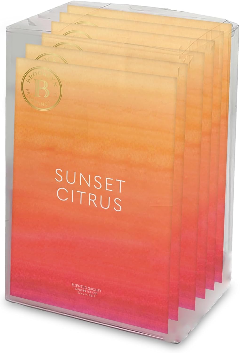 Brooklyn Fragrance Co. Water Color Sachet Bags – Sunset Citrus Scented Pouches – Perfect Aroma for Drawers, Closets, Cars and Bathrooms – Long-Lasting Fresh Scent Sachets (6- Pack)