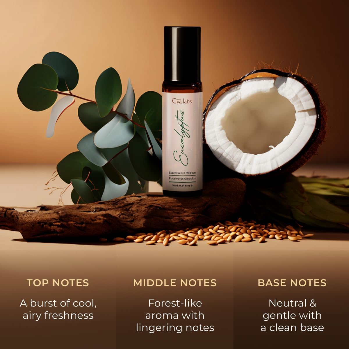 Eucalyptus Essential Oil Roll-On Convenient Travel Size for Skin 0.34 Oz