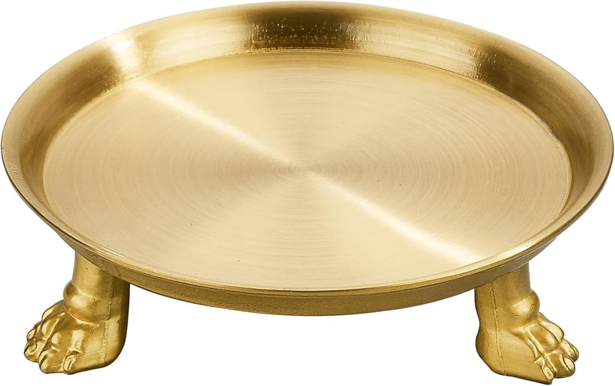 khtumeware 1 Pack 100% Solid Satin Brass Clawfoot Candle Dish - Pedestal Dish - Candle Holder - Jewelry Holder - Perfect for