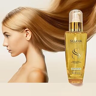 SILLKVA PROFESSIONAL Argan Oil Hair Serum 2.4oz for All Hair Types with Vitamin Essence Smooths Frizz Moisturizes & Enhances Shine - Best Gift