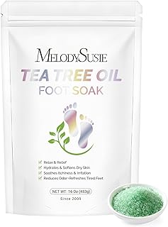 MelodySusie Tea Tree Oil Foot Soak with Sea Salt - Moisturizing Pedicure Treatment for Softening Calluses & Soothing Tired Feet - 16oz Relaxing Foot Bath to Refresh & Rejuvenate 1 Pound
