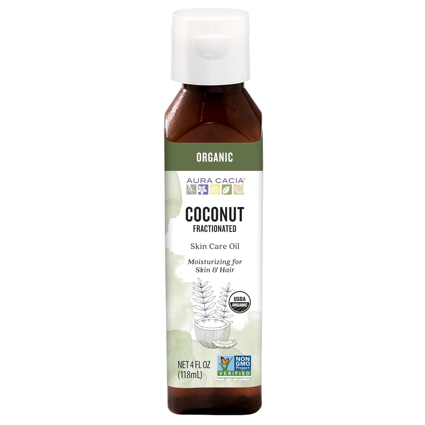 Aura Cacia Certified Organic Fractionated Coconut Oil | 4 fl. oz.