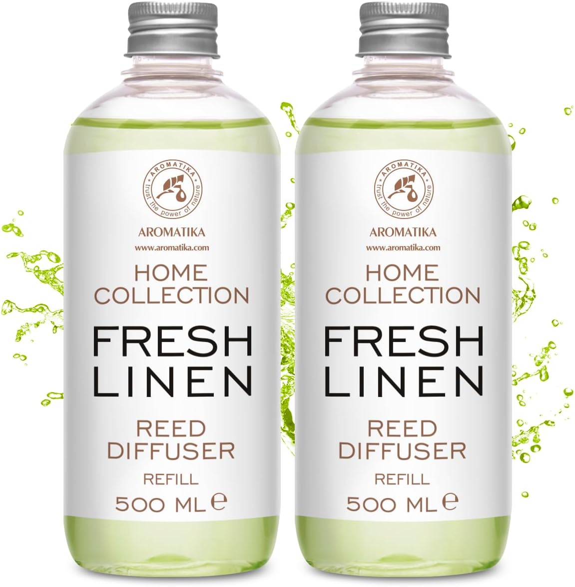 Refill Reed Diffuser Fresh Linen - Set 2 х 17 Fl Oz - Aroma Refill for Reed Diffuser - Long Lasting Home Fragrance - Air Freshener - Fresh Scent - Aromatherapy - Home Decor - Air Diffuser