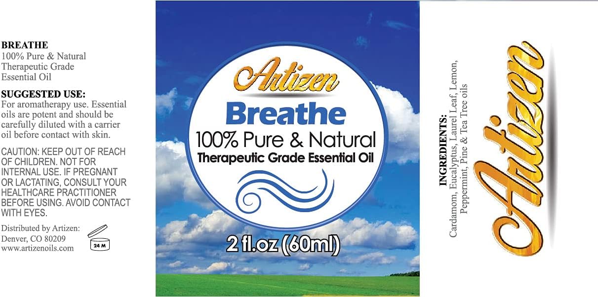 Artizen Breathe Blend Essential Oil Therapeutic Grade - Undiluted, Pure & Natural 2oz Aromatherapy