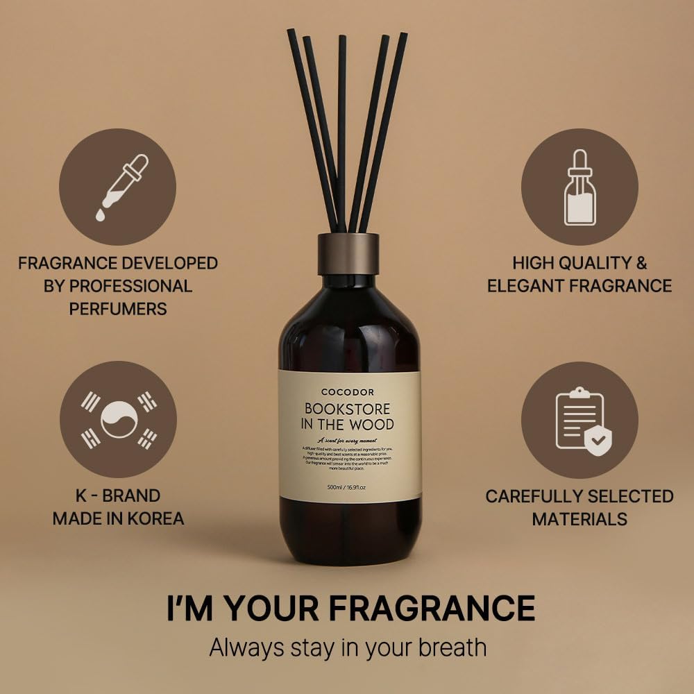 COCODOR Premium Reed Diffuser/Ylang Ylang /16.9oz /1 Pack/Large Capacity Fragrance Scent Oil Stick Diffuser Set for Bedroom Bathroom Home Décor