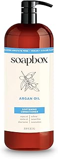 Soapbox Argan Oil & Vanilla Conditioner, Controls Frizz & Moisturizes - Clean Ingredients Free of Harsh Chemicals, Sulfates, Parabens & Silicones - Smoothing Conditioner for Frizzy Hair, 33.8oz Liter