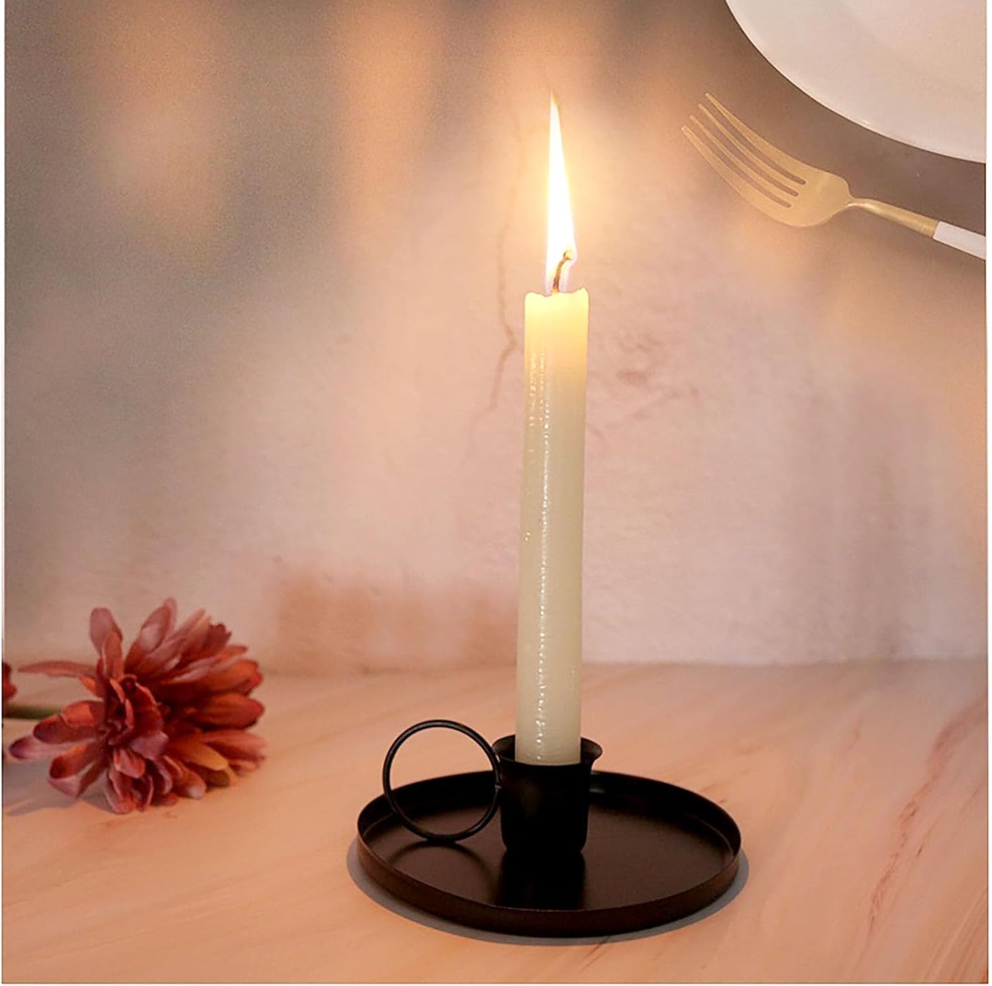 2 Pcs 4 Inch Black Iron Candle Holder for Taper Candles, Dinning,Wedding and Party Decoration (2, Black)