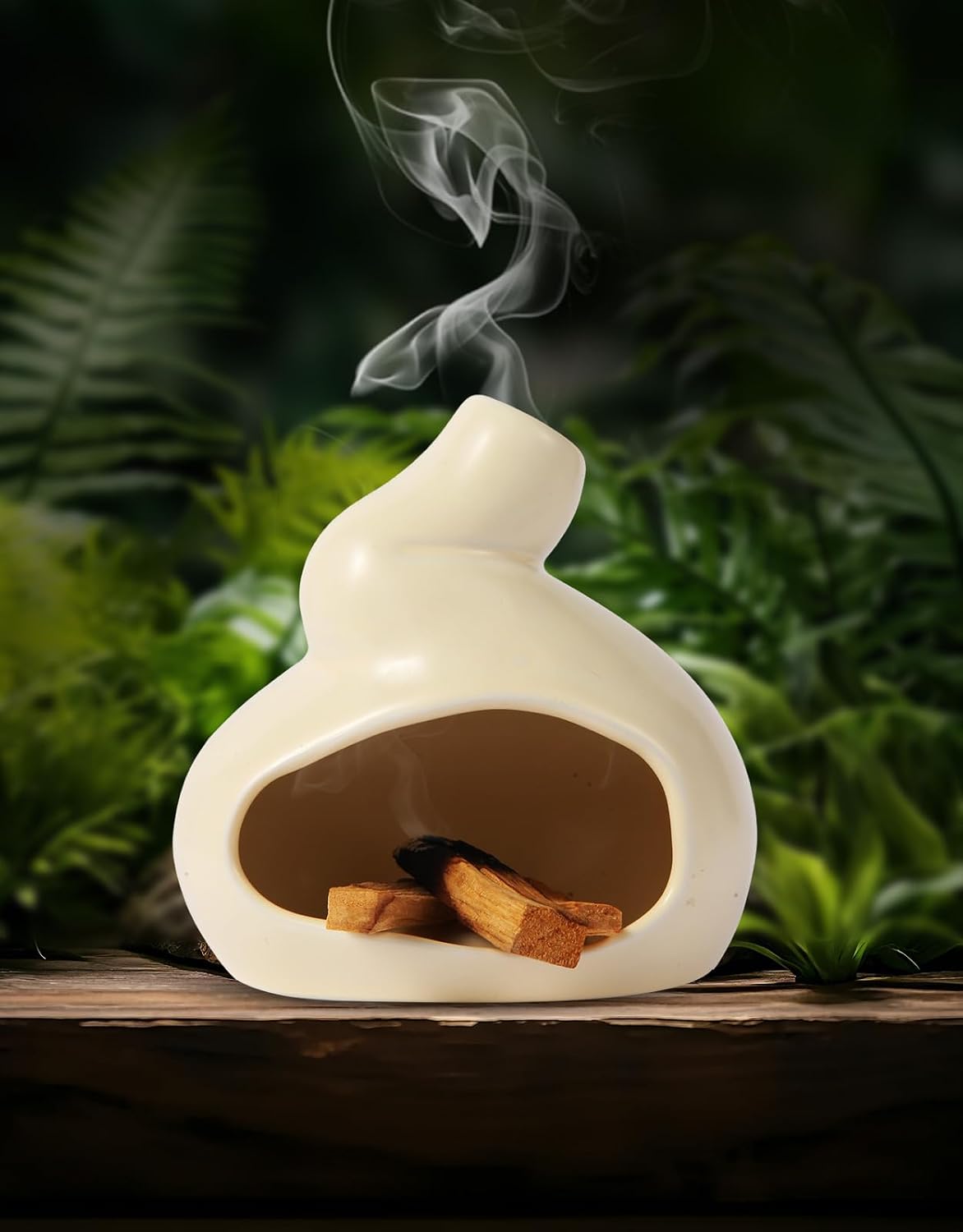 Handmade Ceramic Palo Santo Holder, Mini Ceramic Fireplace for sage, Ideal for Meditation and Altars – Durable Design for Sticks Burning, Unique Meditation Gift（Yellow）