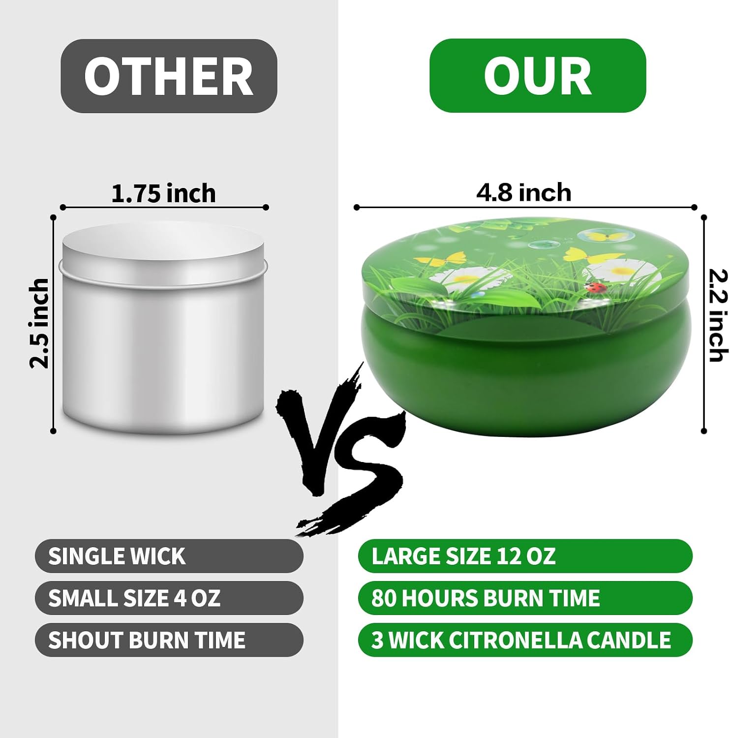 Citronella Candles Outdoor, Large Citronella Candle Set of 3, 12 oz 3 Wick Soy Candles with Natural Citronella Oil, 240 Hours Burn Time for Patio, Backyard, Deck, Garden, Camping, Summer Nights