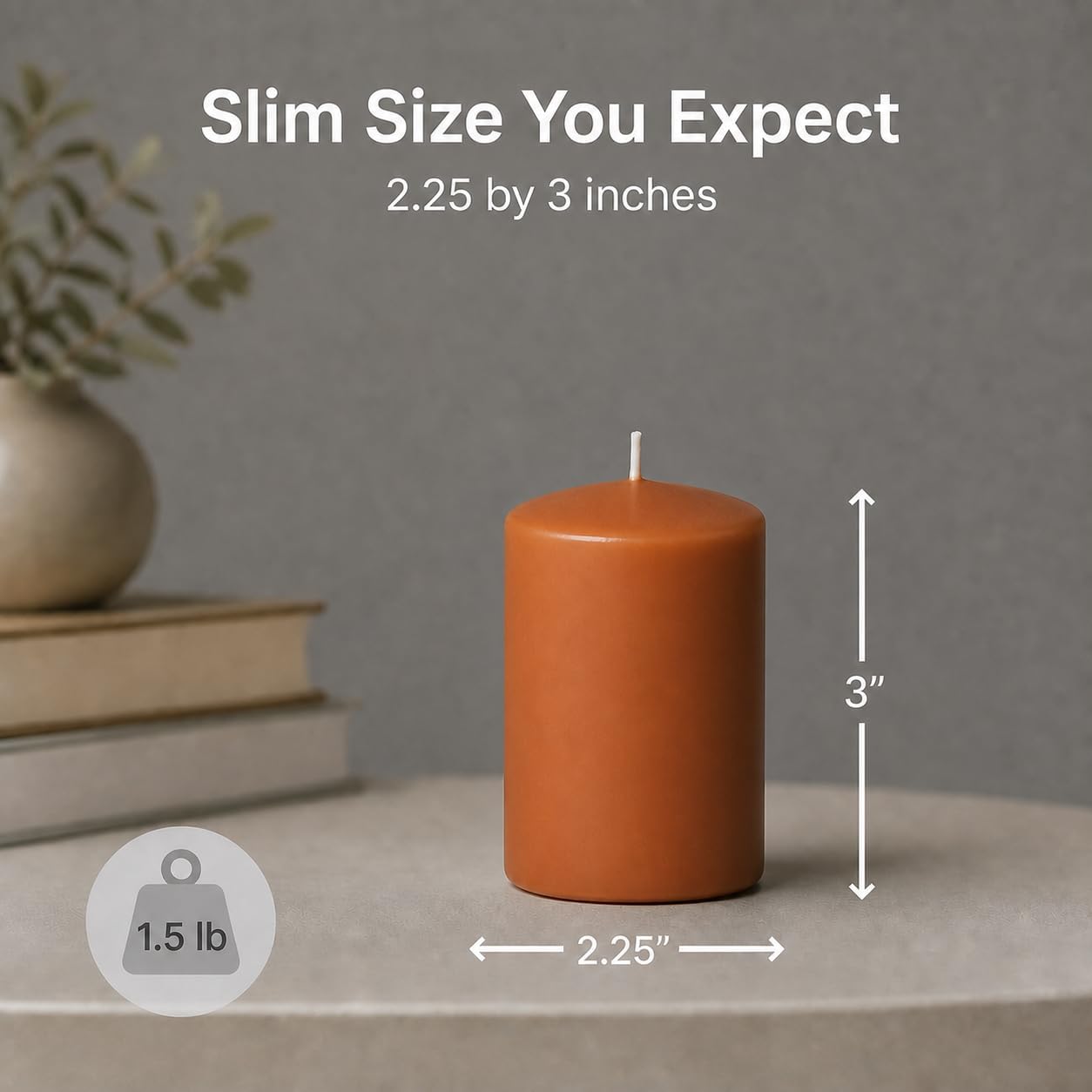 Yummi 2.25" x 3" Toffee Slim Round Pillar Candles - 4 per pack