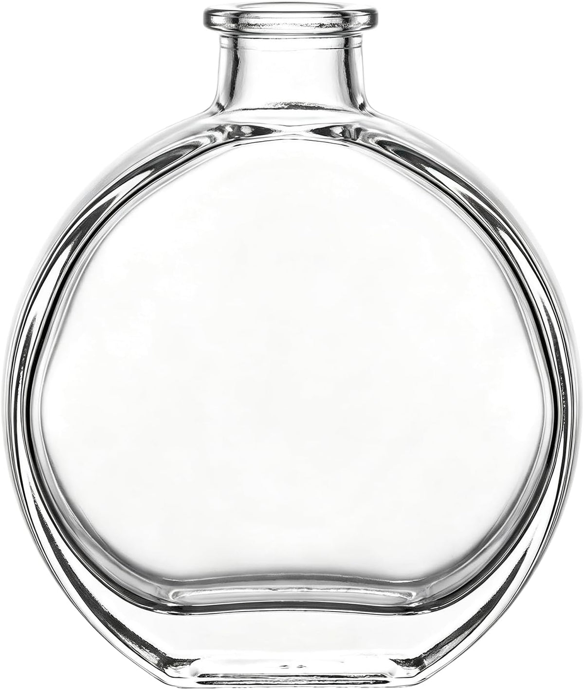 1 Pack 150ml/5oz Flat Round Clear Glass Reed Diffuser Bottles, Refillable Aromatherapy Essential Oil Bottles for Bathroom, Home &amp; Office Decor