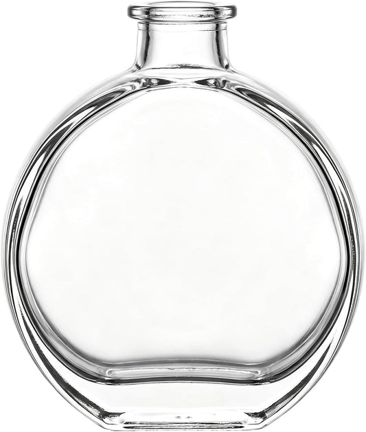 1 Pack 150ml/5oz Flat Round Clear Glass Reed Diffuser Bottles, Refillable Aromatherapy Essential Oil Bottles for Bathroom, Home &amp; Office Decor