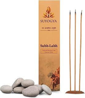 Subh-Labh Premium 9 Inch Bambooless Incense Sticks - Hawan Samagri, 60 Minutes Long-Lasting Fragrance for Pooja, Meditation, Festivals & Relaxation - Pack of 1