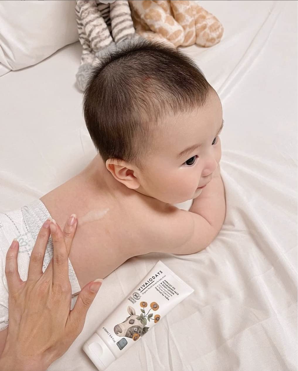 VIVAIODAYS Certified Organic Apricot Oil Nurishing Face & Body Lotion for Baby & Family, Gentle Hydration even for Sensitive Skin, 3.4 fl. oz.