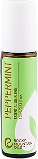 Rocky Mountain Oils Peppermint Roll-On 10ml - Natural Essential Oil Blend, Pre-Diluted Cooling Mint Roller, Fresh Clean Scent Aromatherapy - Plant-Based Formula with Fresh & Minty Fragrance