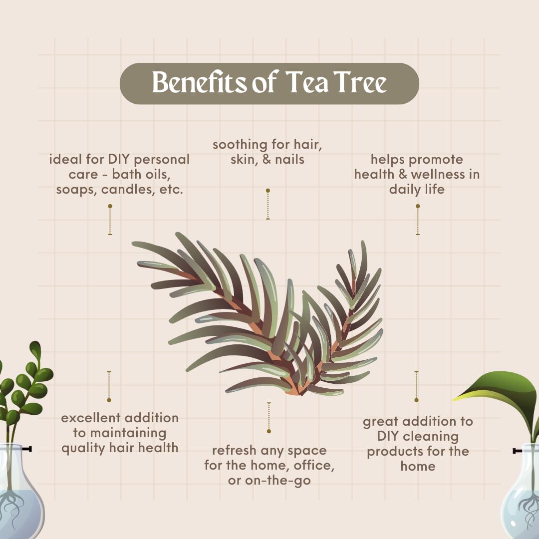 Tea Tree Essential Oil (Australia) – 4 fl oz (118 ml) Glass Bottle w/Cap – 100% Pure Essential Oil – GreenHealth