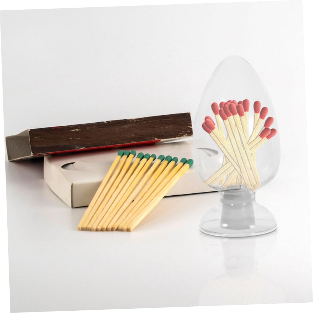 3Pcs Transparent Glass Match Holders Decorative Storage Jars for Matches Compact Cloche Design for Home Decor present for Candle Lovers Lightweight and Versatile