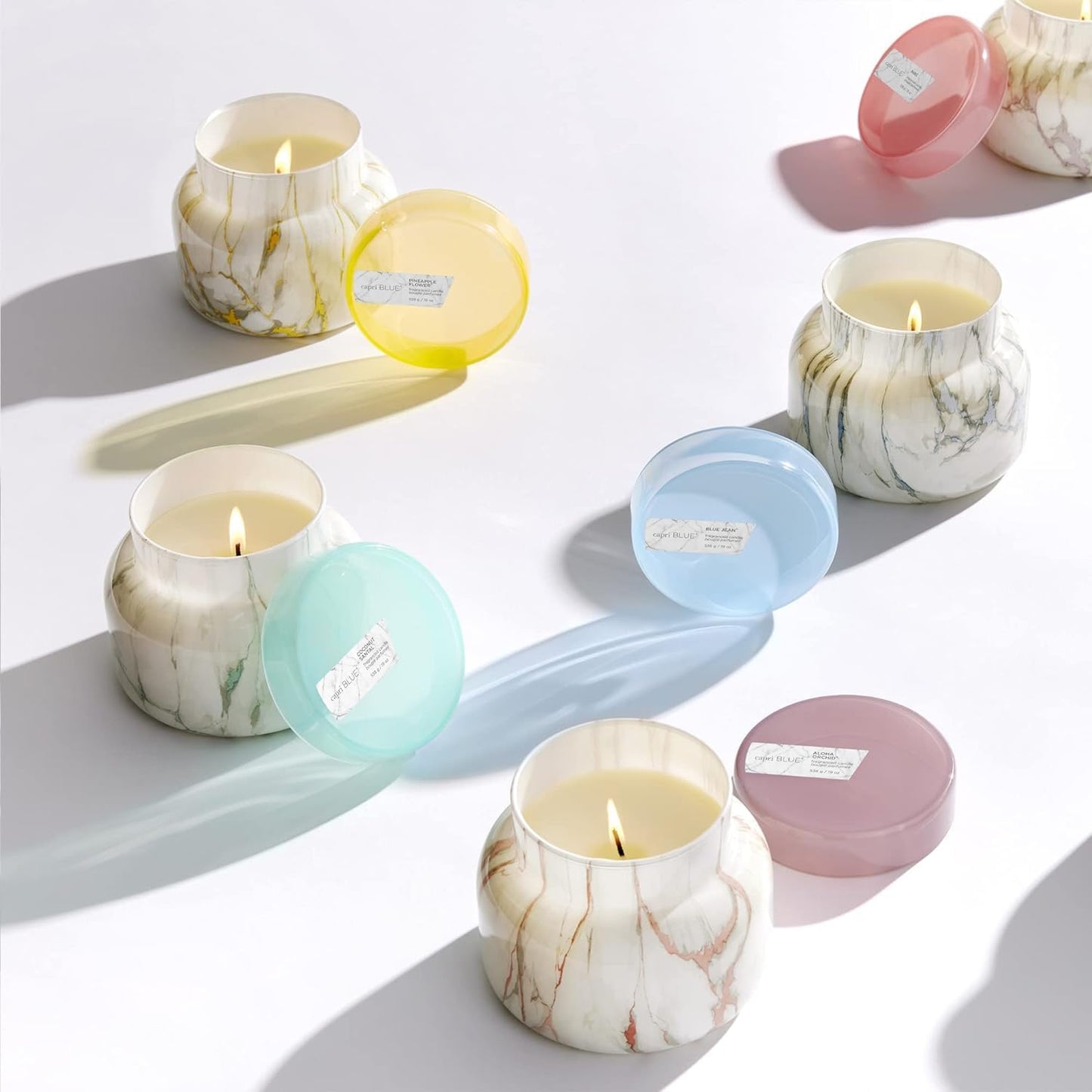 Capri Blue Modern Marble Jar Candles - Luxury Scented Candles for Home - Long Lasting Soy Wax Blend - Scented Home Decor Gifts - Pineapple Flower (19 oz)