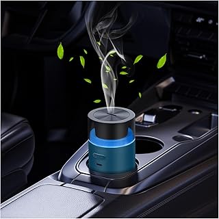 HODEMI Portable Smart Essential Oil Diffuser,Cold Mist Car Air Freshener Aromatherapy Diffuser with 10 LED Lights,Built-in Battery,Auto On/Off,4/8 Timer Modes,for Home Office and Travel (Blue)