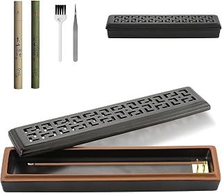 CEREMONY Incense Holder for Sticks, Ceramic Insence-Stick Holder Ash Catcher, Incense Holder Timkburner for Meditation Yoga Spa Room Incense Holder (Lever Brown)