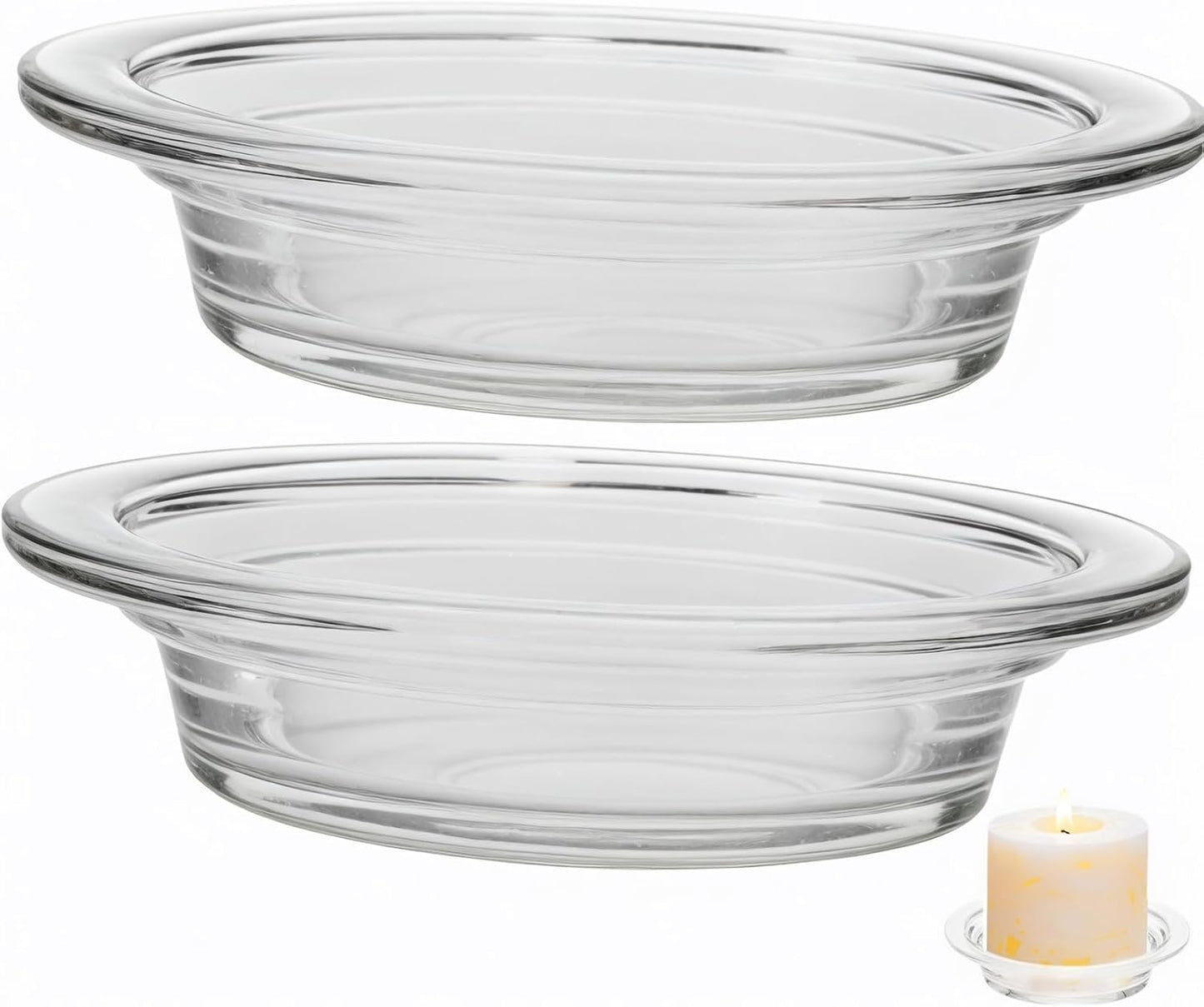 2Pcs Replacement Wax Heating Tray, 4.5in Glass Aromatherapy Tray Candle Melt Bowl, Wax Warmer Dish Oil Warming Plate, Candle Melting Burner Accessories Oil Warmers for Scents Heating