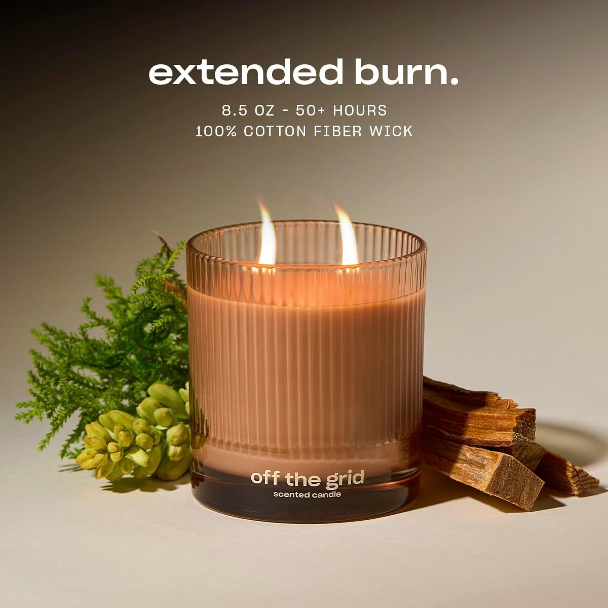 Off The Grid Luxury Scented Candle by Snif, Warm and Calming Candle, 50+ Hours, 100% Cotton Fiber Wicks, Soy Wax Blend, Non-Toxic, Vegan, 8.5 oz