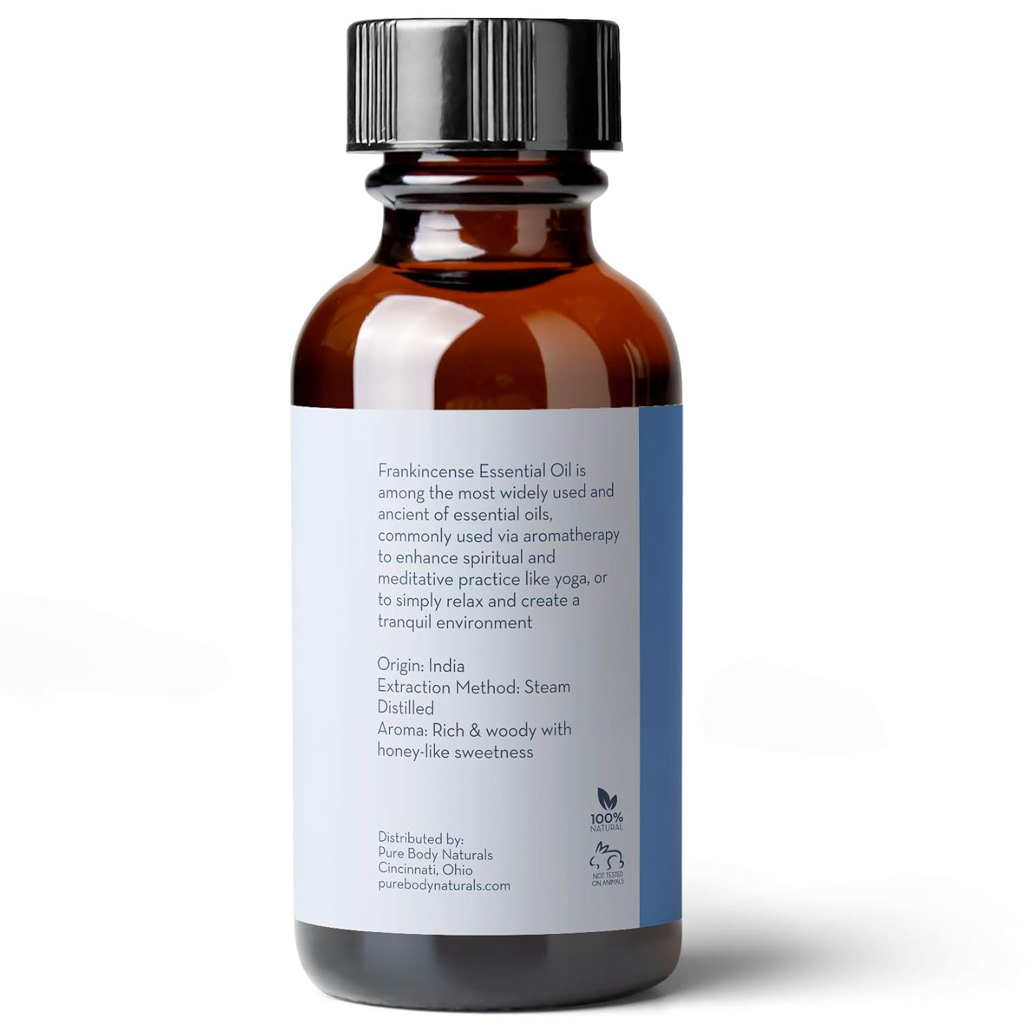 Pure Body Naturals Frankincense Essential Oil, 1 fl oz - Pure and Undiluted Therapeutic Grade - for Diffuser and Skin, Meditation and Yoga - Includes Glass Dropper