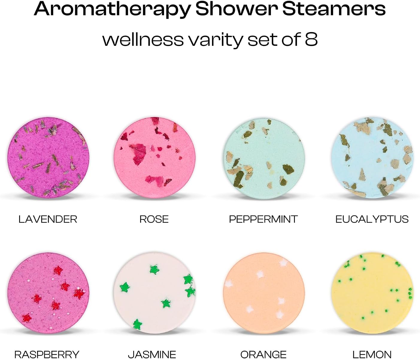Shower Steamers Aromatherapy for Women, 8 Scents with Essential Oils | Relaxing home spa self-care, stress relief mental clarity, birthday gift for mom, wife, girlfriend