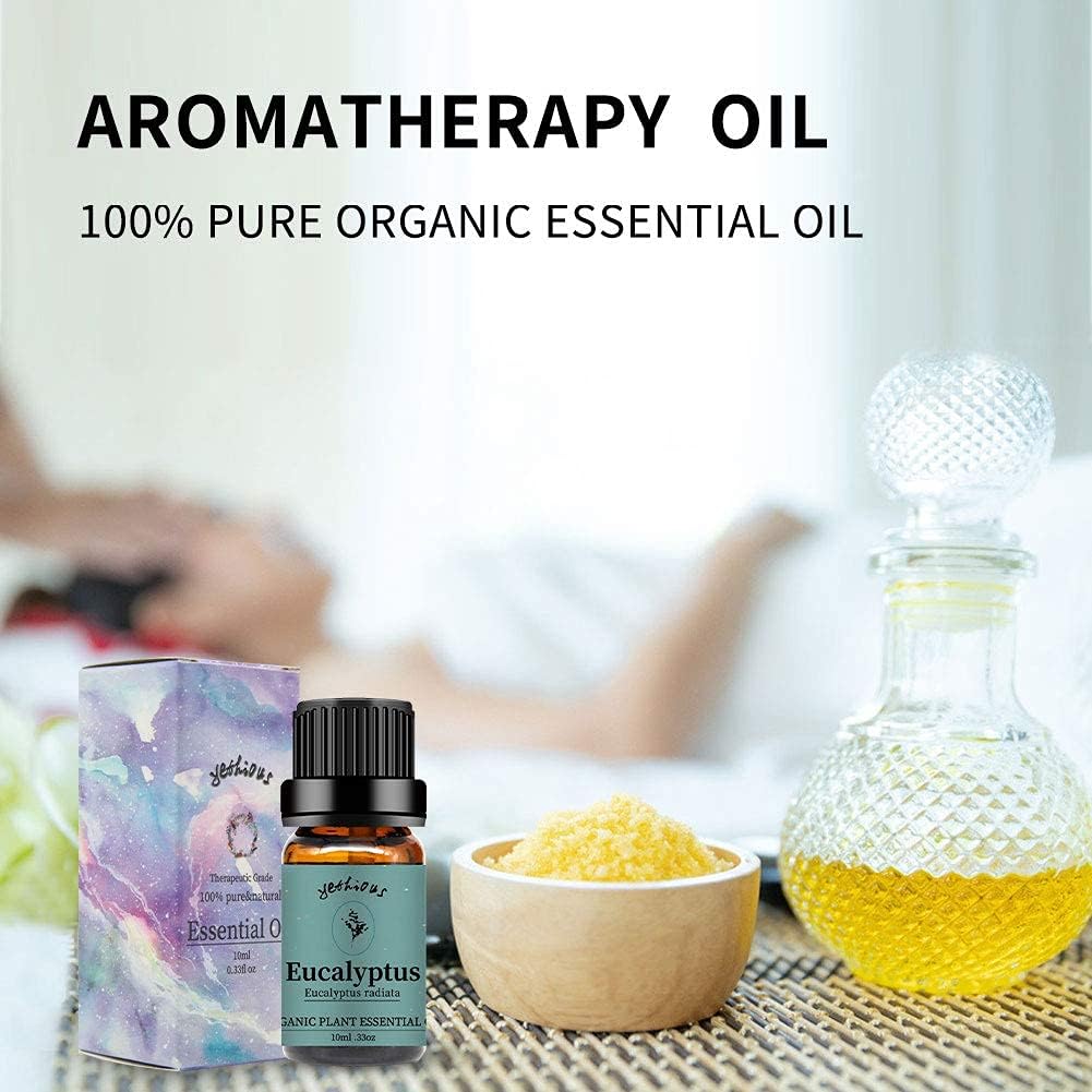 yethious Eucalyptus Essential Oils for Diffuser & Aromatherapy Pure Eucalyptus Oil for Skin, Hair Gift Oils - 10ML