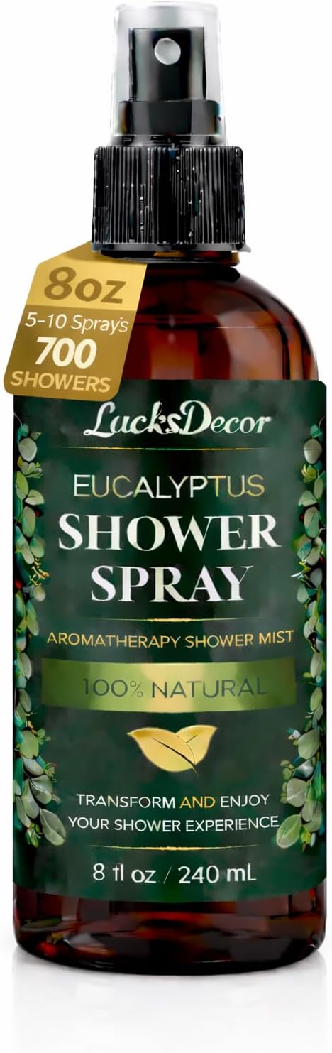 Eucalyptus Shower Spray 8oz – Aromatherapy Shower Mist, Spa and Sauna Inspired Shower Steamer Alternative for Refreshing, Relaxing Showers - Bath Oil Spray Eucalyptus Essential Oil