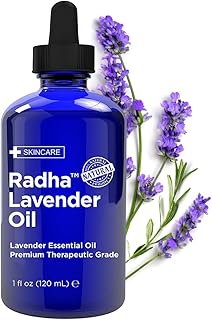 Radha Beauty Lavender Essential Oil 4 oz. - 100% Natural & Therapeutic Grade, Steam Distilled for Aromatherapy, Relaxation, Sleep, Laundry, Stress & Anxiety Relief, Meditation, Massage, Headaches