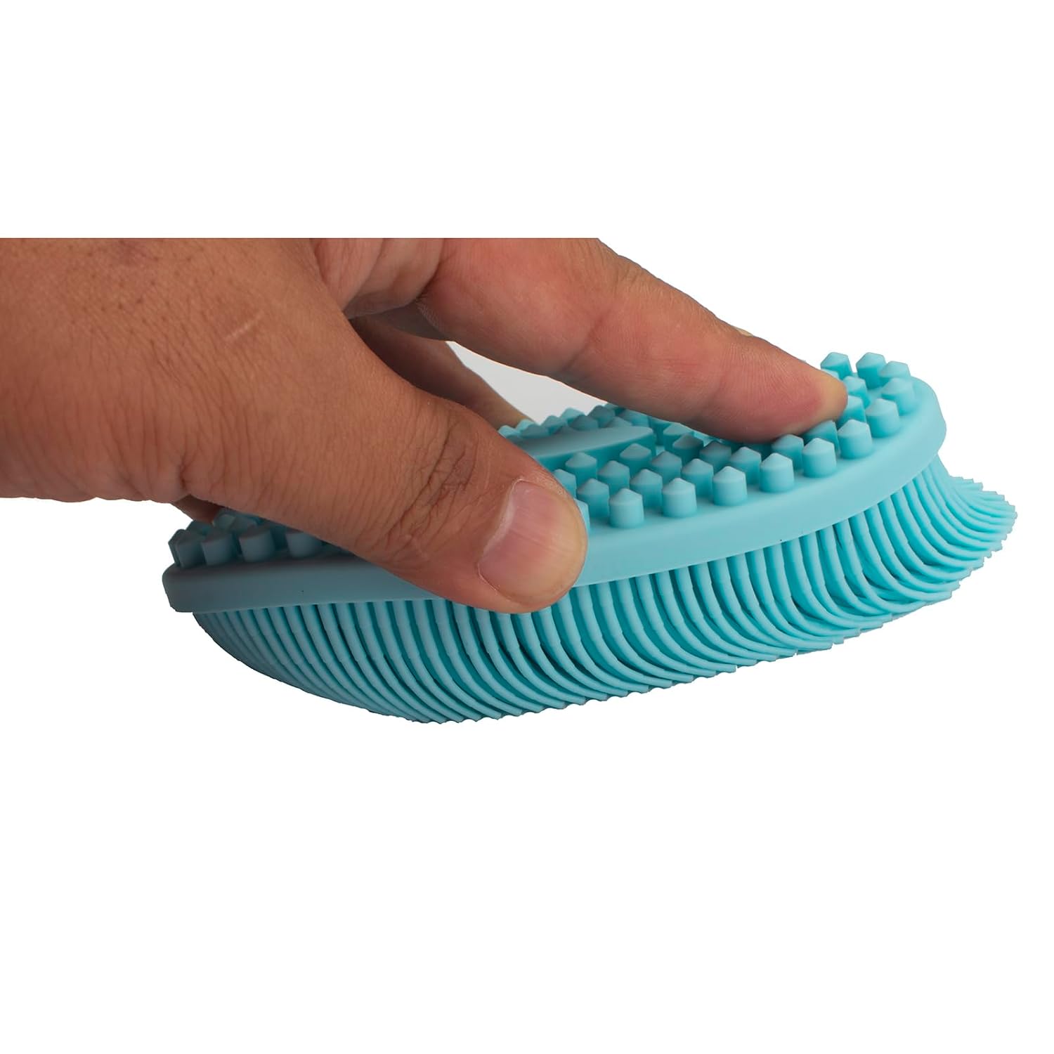 DNC Exfoliating Silicone Body Scrubber Shower Bath Body Brush loofah Easy to Clean, Lathers Well, Eco Friendly, Long Lasting (Blue