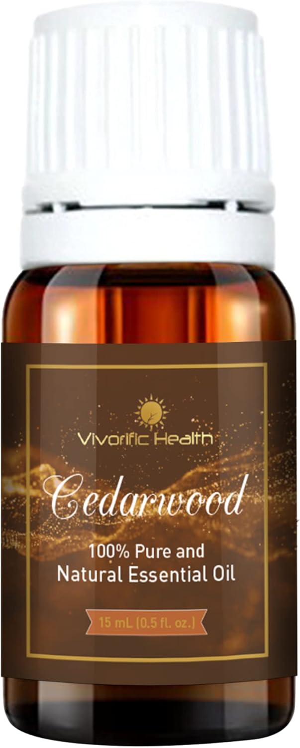Vivorific Health Cedarwood Essential Oil-Therapeutic Grade 15 mL 100% Pure and Natural-Great for Aromatherapy and Much More-Vegan and Kosher Certified
