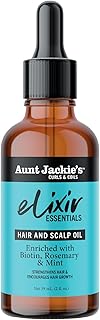 Aunt Jackie's Elixir Essentials Hair & Scalp Oil Enriched with Biotin, Rosemary & Mint, Nourishes, Thickens & Supports Hair Growth, 2 oz